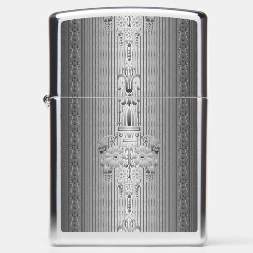 Baroque floral pattern with border grey big zippo lighter