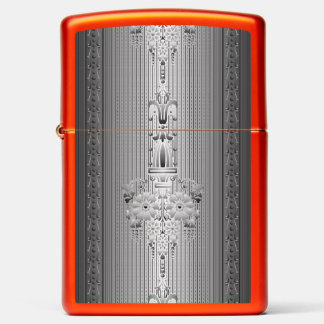 Baroque floral pattern with border grey big zippo lighter