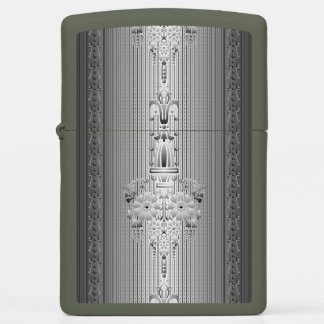 Baroque floral pattern with border grey big zippo lighter
