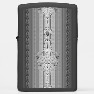 Baroque floral pattern with border grey big zippo lighter