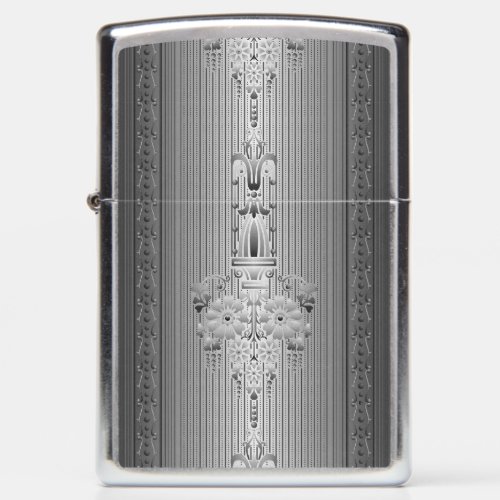Baroque floral pattern with border grey big zippo lighter