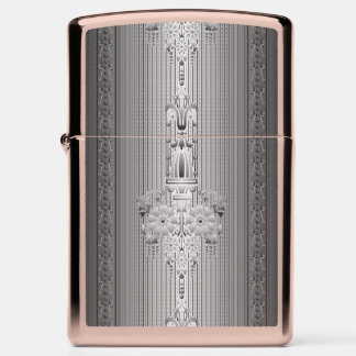 Baroque floral pattern with border grey big zippo lighter