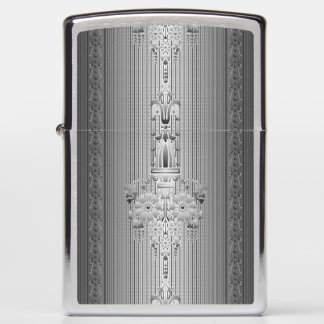 Baroque floral pattern with border grey big zippo lighter