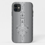 Baroque floral pattern with border grey iPhone 11 case
