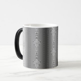 Baroque floral pattern with border grey coffee mug