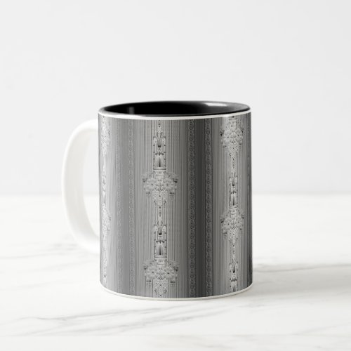 Baroque floral pattern with border grey coffee mug