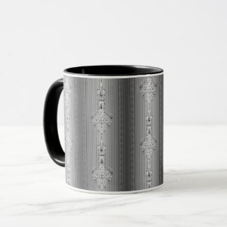 Baroque floral pattern with border grey coffee mug