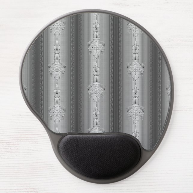 Baroque floral pattern with border grey gel mouse pad (Front)