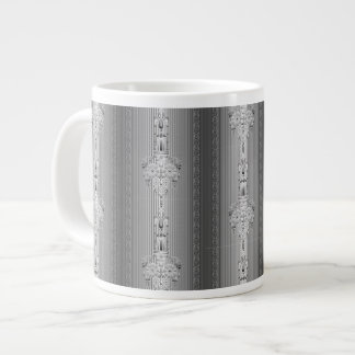 Baroque floral pattern with border grey giant coffee mug