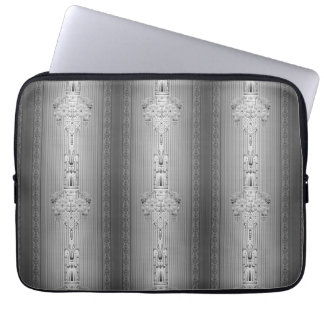 Baroque floral pattern with border grey laptop sleeve