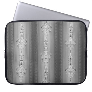 Baroque floral pattern with border grey laptop sleeve