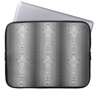 Baroque floral pattern with border grey laptop sleeve