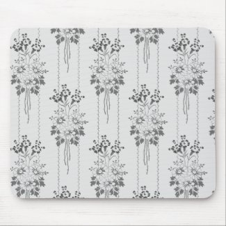 Baroque floral pattern with border grey mouse pad