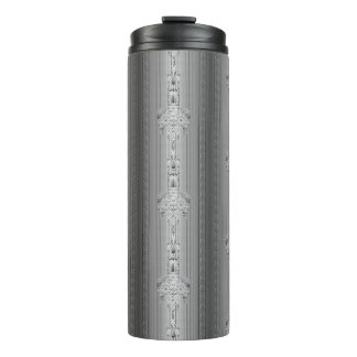 Baroque floral pattern with border grey thermal tumbler