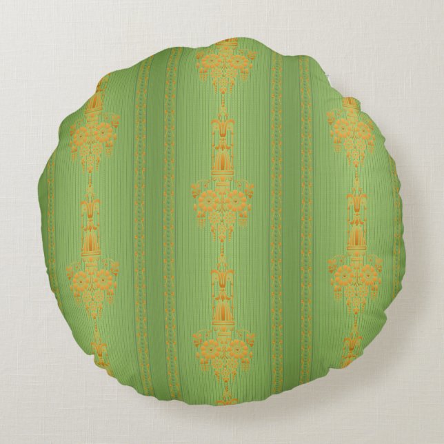 Baroque floral pattern with border V2020 Round Pillow (Back)