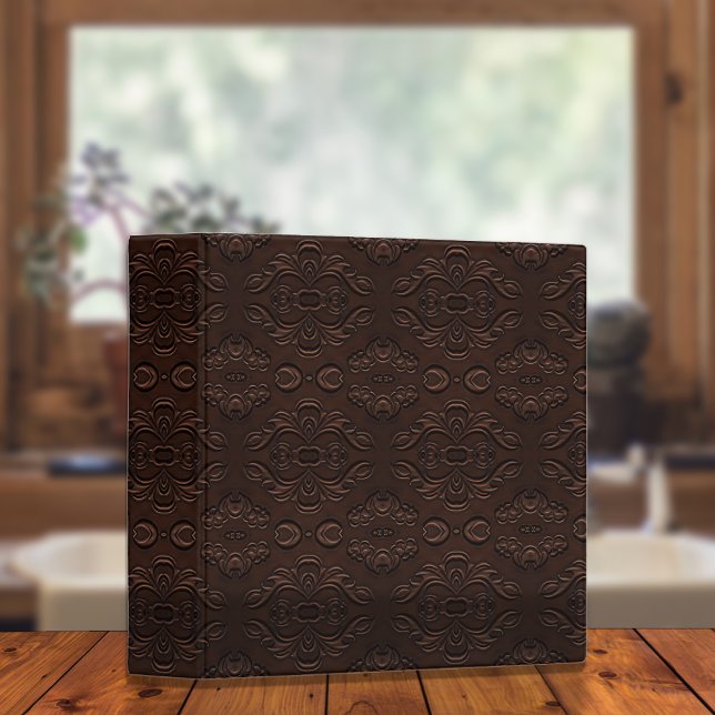 Baroque Floral Style Faux Leather Pattern 3 Ring Binder (Creator Uploaded)