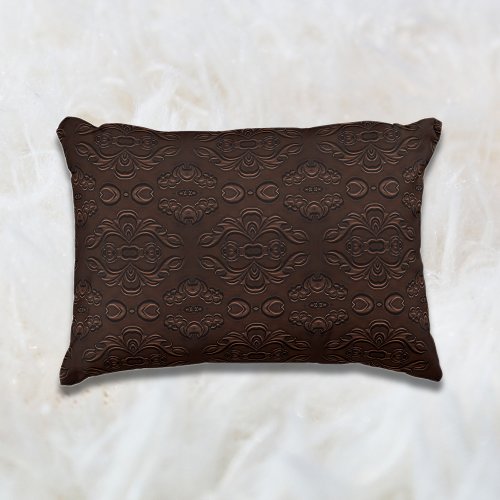 Baroque Floral Style Faux Leather Pattern Accent Pillow