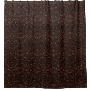Baroque Floral Style Faux Leather Pattern Shower Curtain