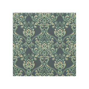 Baroque Floral Vintage Wallpaper Wood Wall Art