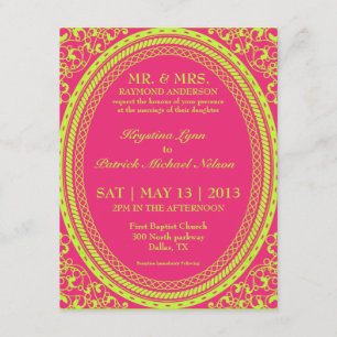 Baroque Fluorescent / Neon Wedding Invitations