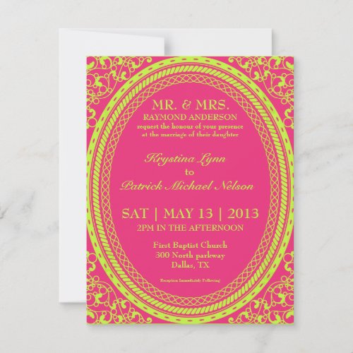 Baroque Fluorescent  Neon Wedding Invitations