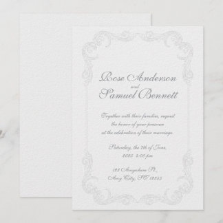 Baroque Frame Black White Wedding Invitation