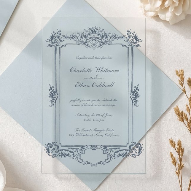 Baroque Frame Elegant Wedding Acrylic Invitation (Creator Uploaded)