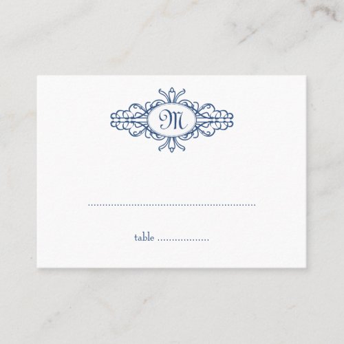 Baroque frame monogram wedding escort place card business card