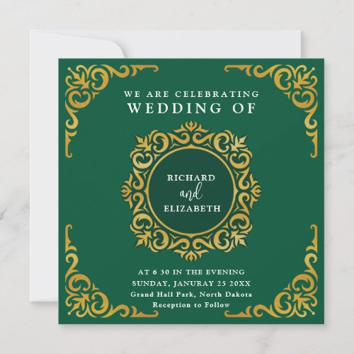 Baroque Frame Royal Emerald Green Ornamental Invitation