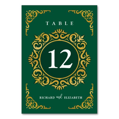 Baroque Frame Royal Emerald Green Ornamental Table Number