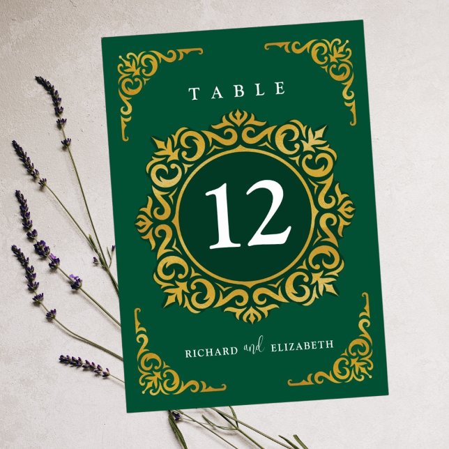 Baroque Frame Royal Emerald Green Ornamental Table Number (Creator Uploaded)