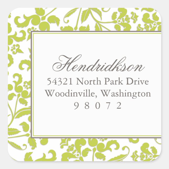 Baroque Frame Square Address Label (Front)