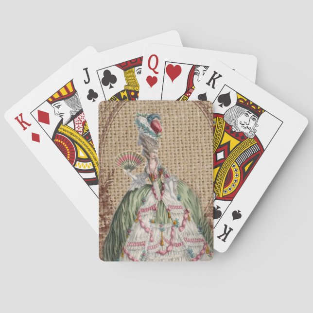 baroque french country burlap Marie Antoinette Poker Cards (Back)
