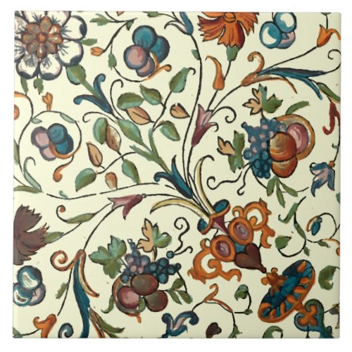 Baroque Fruit  Flowers Pattern b Ceramic Tile
