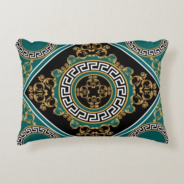 Baroque Gold: Black Elegance Accent Pillow (Front)