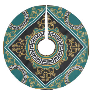 Baroque Gold: Black Elegance Brushed Polyester Tree Skirt