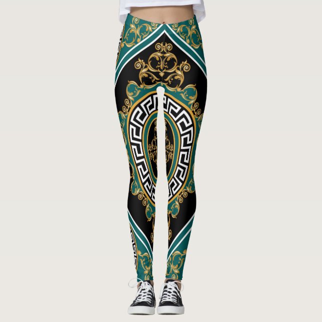 Baroque Gold: Black Elegance Leggings (Front)