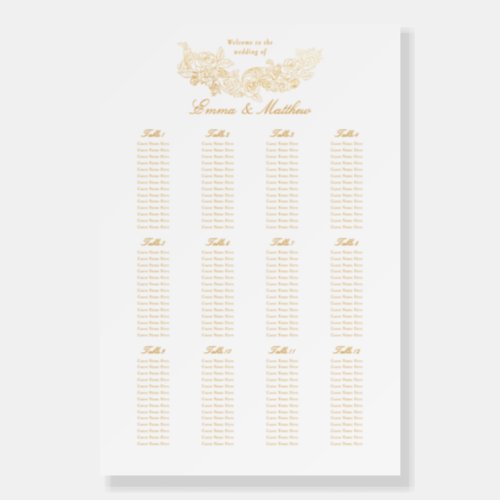 Baroque Gold Foil Seating Plan Foam Board