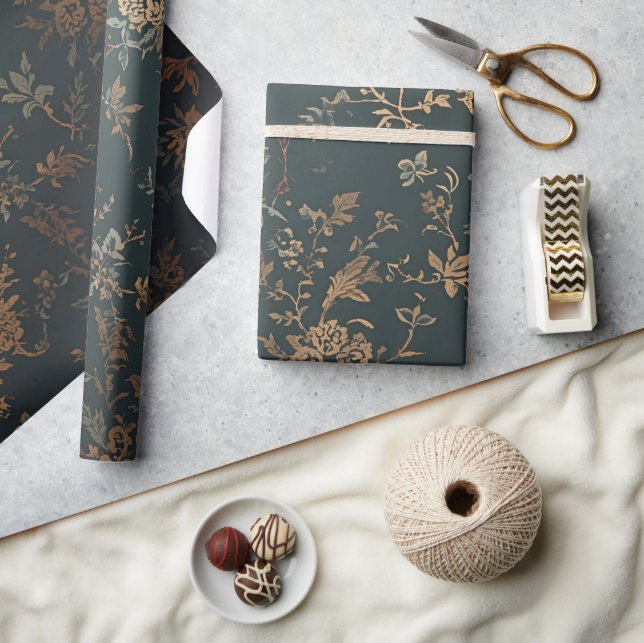 Baroque Gold Gift Wrap | Floral  (Crafts)