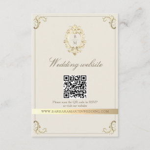 Baroque Gold QR Code Wedding Enclosure Card
