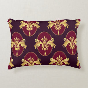 Baroque Gold Sconce Magenta Pattern Accent Pillow