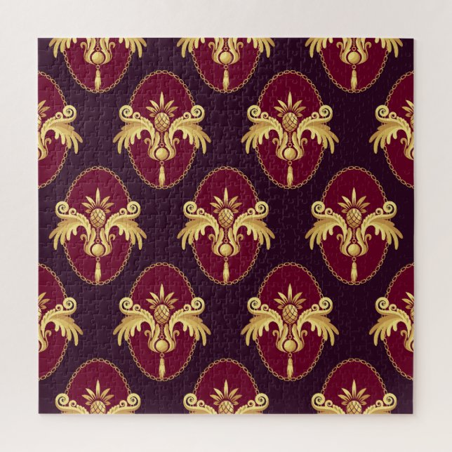 Baroque Gold Sconce Magenta Pattern Jigsaw Puzzle (Vertical)