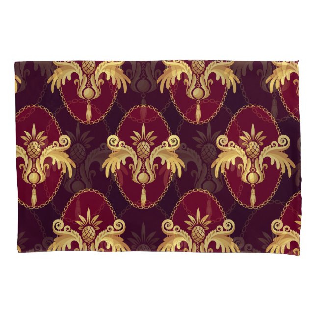 Baroque Gold Sconce Magenta Pattern Pillow Case (Front)