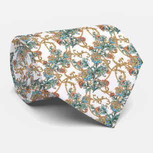 Baroque Golden Floral Elegant Wedding  Neck Tie