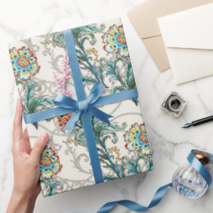 Baroque Golden Floral Elegant Wrapping Paper