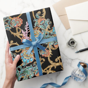 Baroque Golden Floral Elegant Wrapping Paper