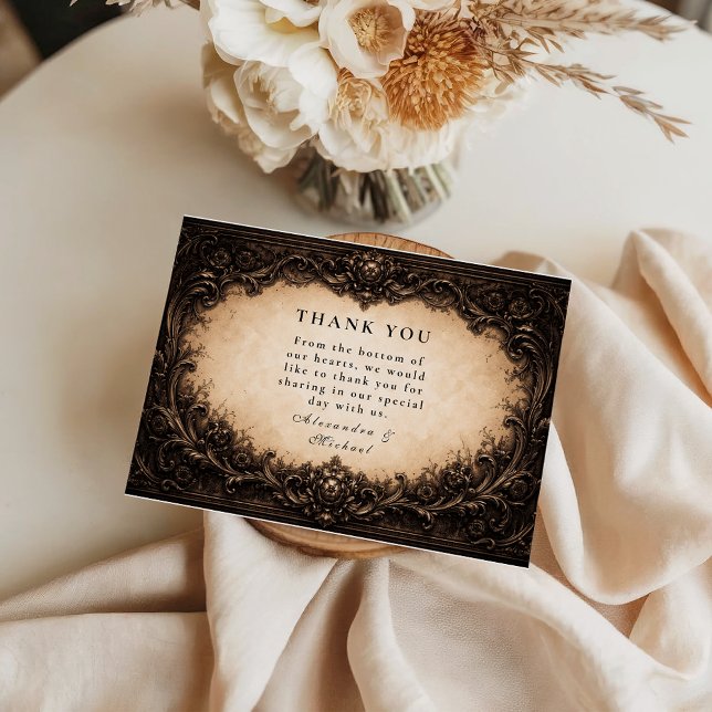 Baroque Gothic Frame Wedding Thank You Card (Creator Uploaded)