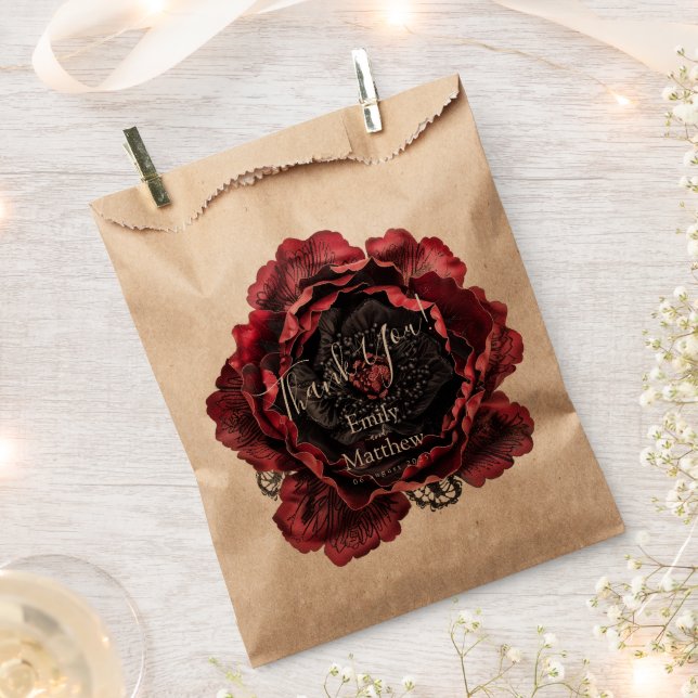Baroque Gothic Peonies Favor Bag (Clipped)