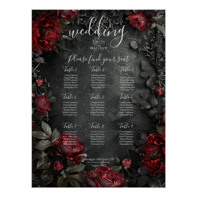 Baroque Gothic Peonies Poster (Front)