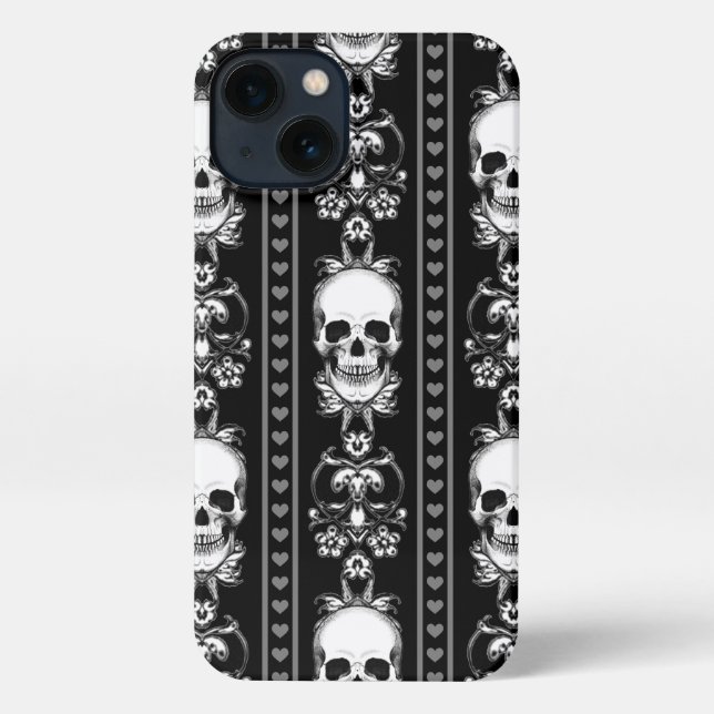 Baroque Gothic Skull Stripe iPhone Case (Back)